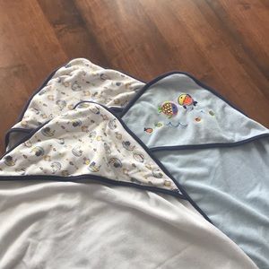 3 hooded baby boy towels